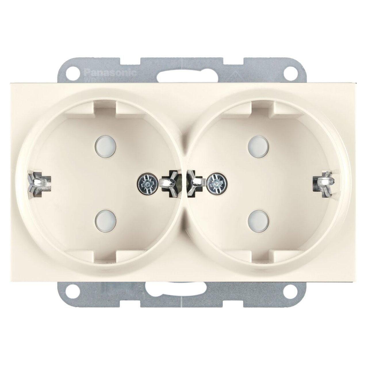 Priza dubla cu impamantare, protectie copii, 16A, IP20, Bej, Panasonic Karre Plus 55