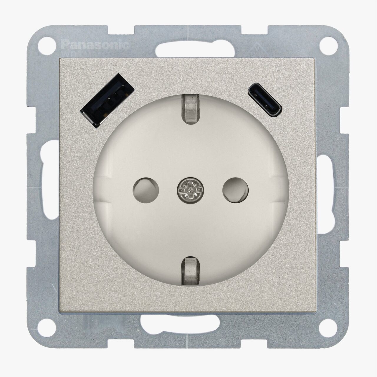 Priza simpla cu impamantare, protectie copii, USB A+C, 16A, IP20, Bronz, Panasonic Karre Plus 55