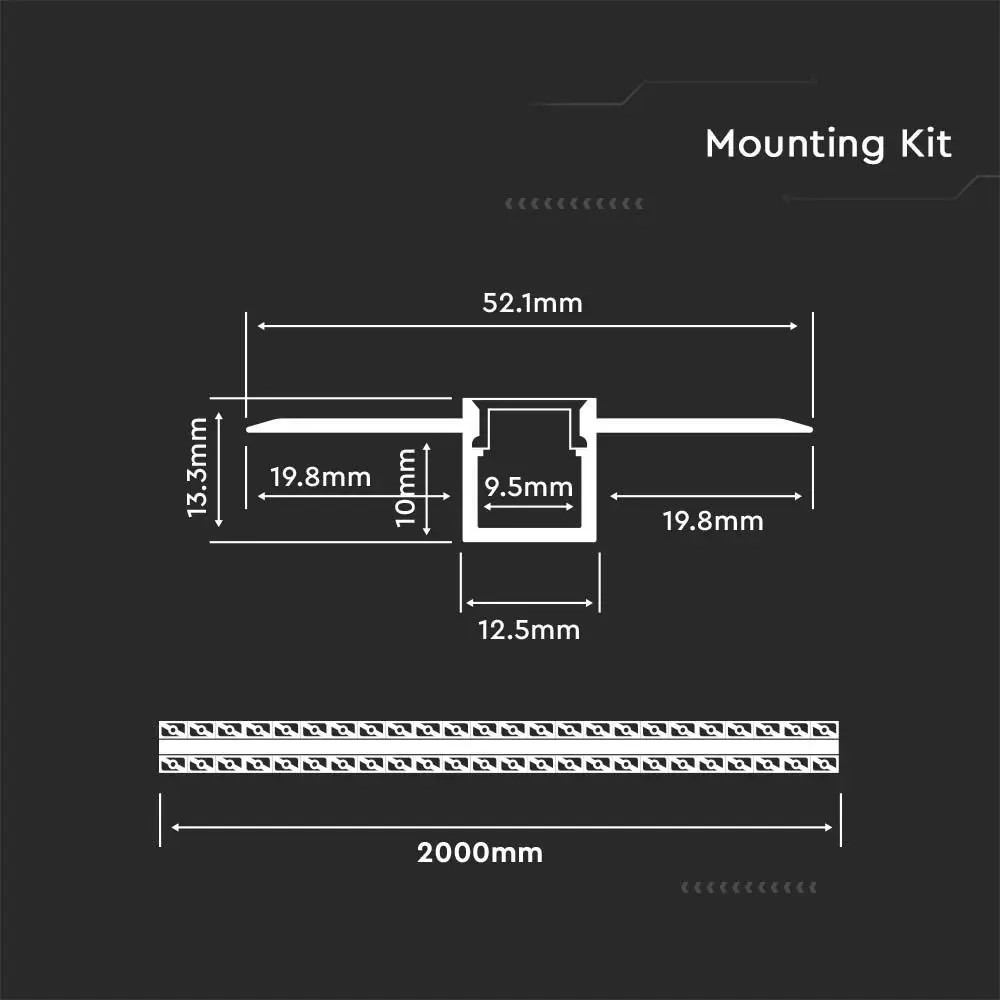 Profil Banda LED, Incastrat (ST), Ingust, pentru Rigips, Aluminiu + Alb Mat, 2m - 1 | YEO