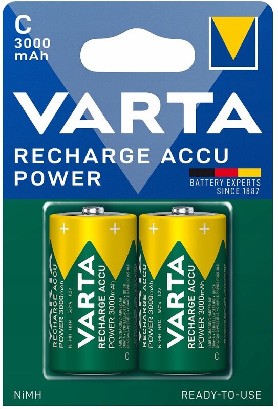 Set 2 acumulatori R14 C Varta, capacitate 3000mAh