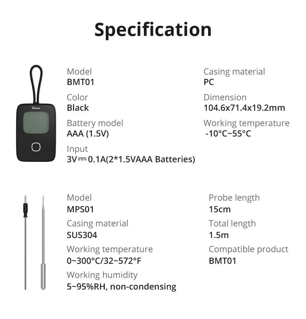 SONOFF BBQ Termometru smart pentru carne BMT01 - 2 | YEO
