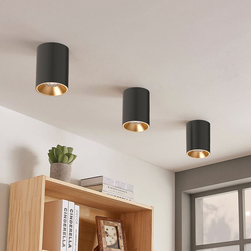 Spot aplicat GU10 Beta, aluminiu, negru-auriu, IP20, Braytron - imagine 2