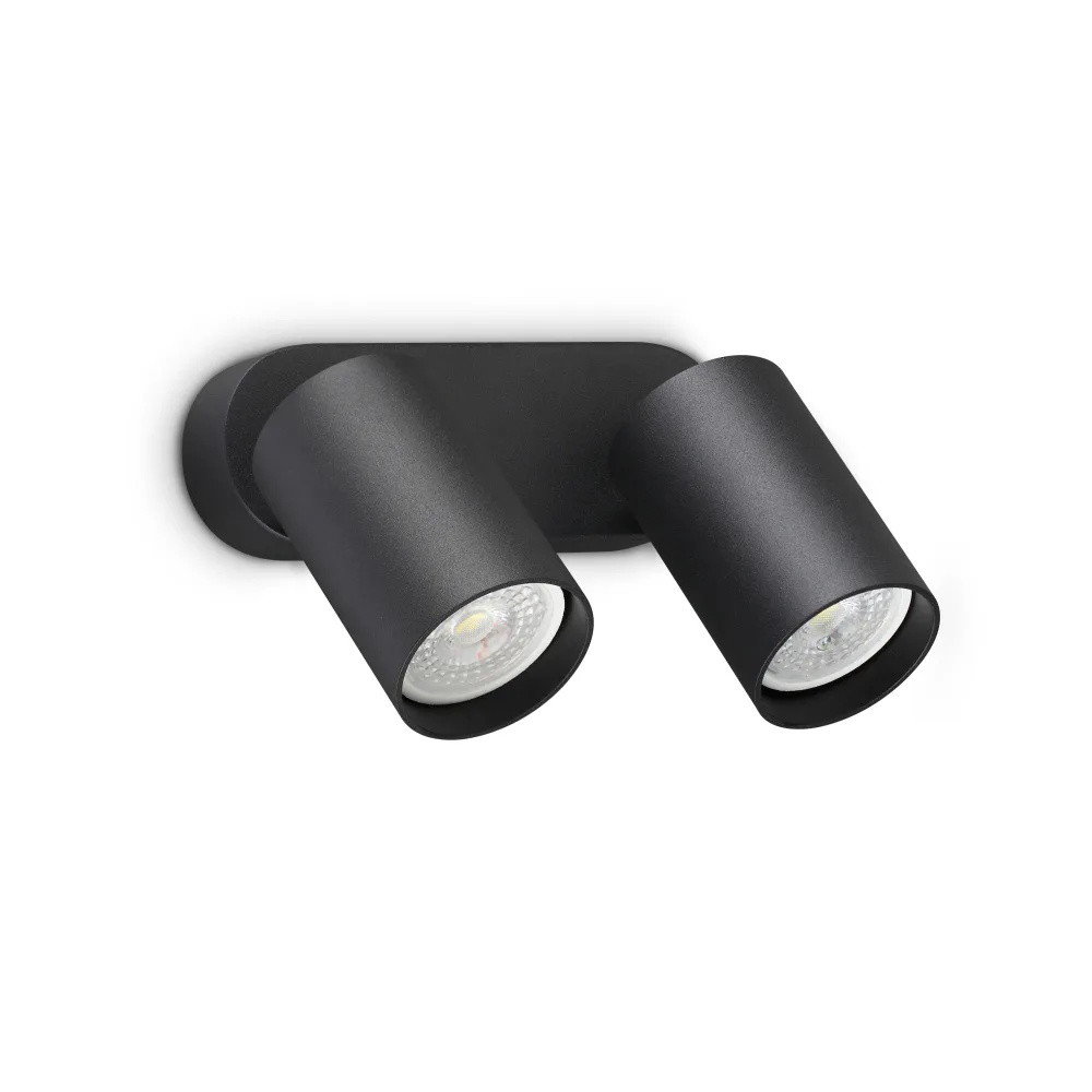Spot dublu Dynamite rotund 2xGU10, negru, Ideal Lux