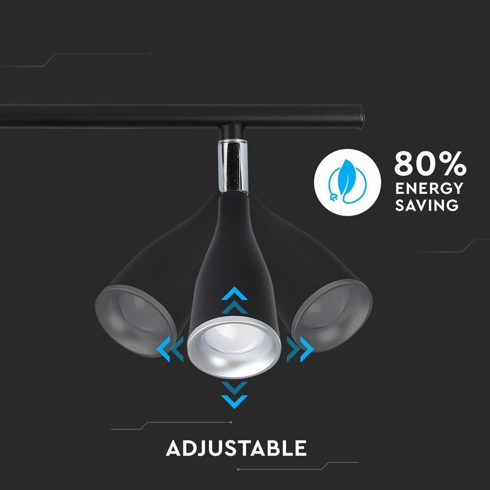 Spot LED 8273-VT, orientabil, 3x4.5W, 1080lm, lumina neutra, IP20, negru, V-TAC - imagine 5