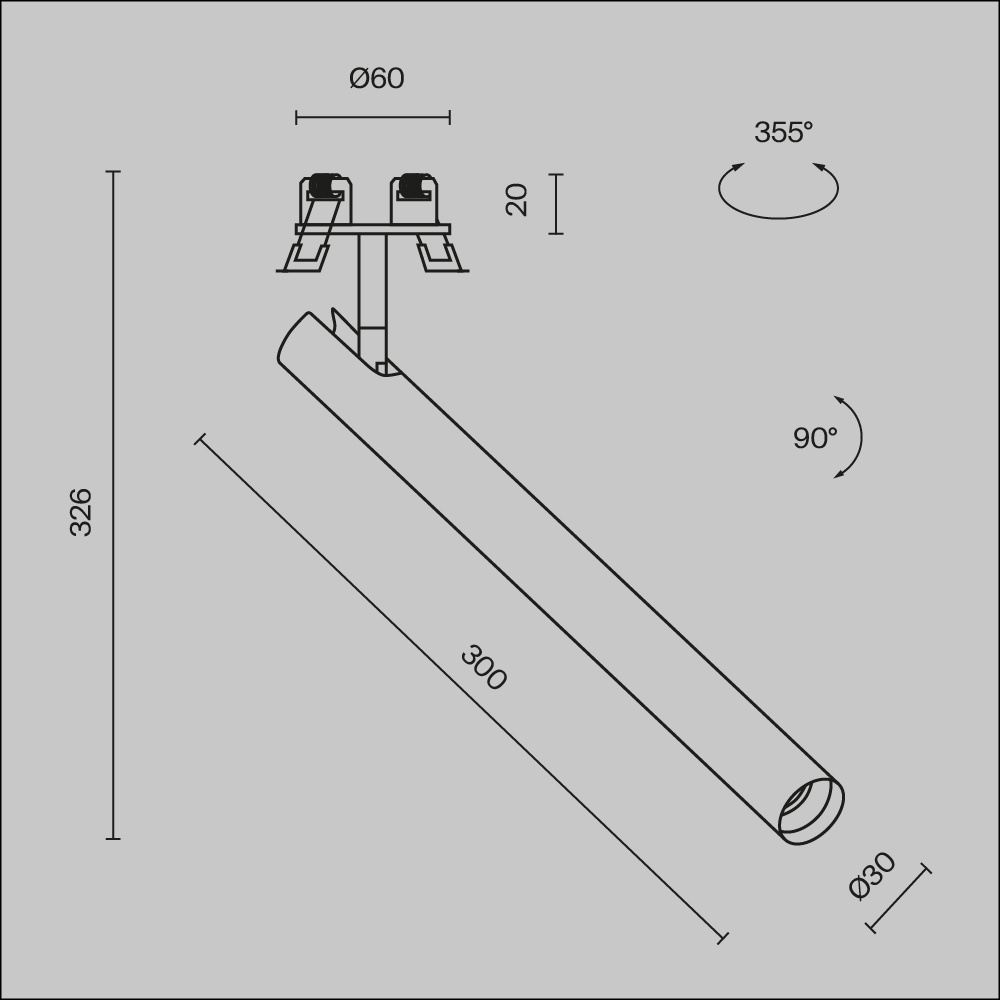 Spot LED Focus T C141RS-L300-6W3K-B, incastrat, 6W, 270lm, lumina calda, IP20, negru, Maytoni