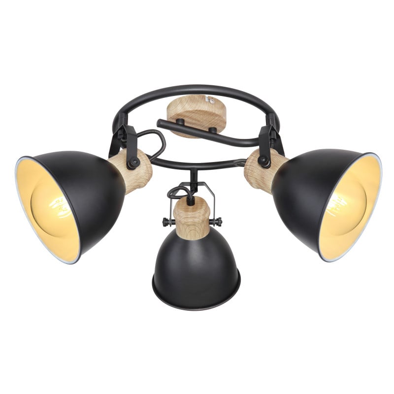 Spot Wiho 54018-3S, 3xE27, negru+natural, IP20, Globo Lighting