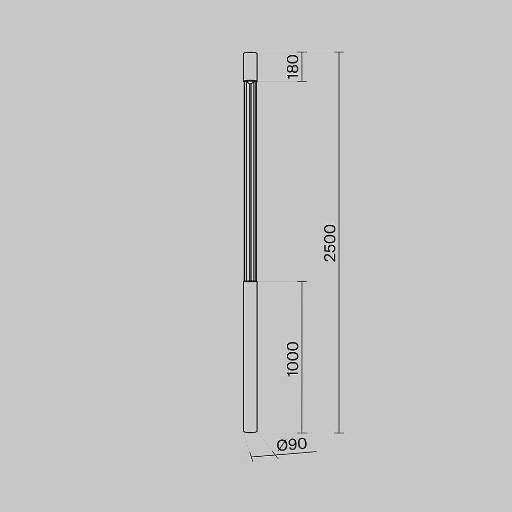 Stalp pentru exterior LED Mill О427FL-L30GF3K, 30W, 2200lm, lumina calda, IP65, grafit, Maytoni