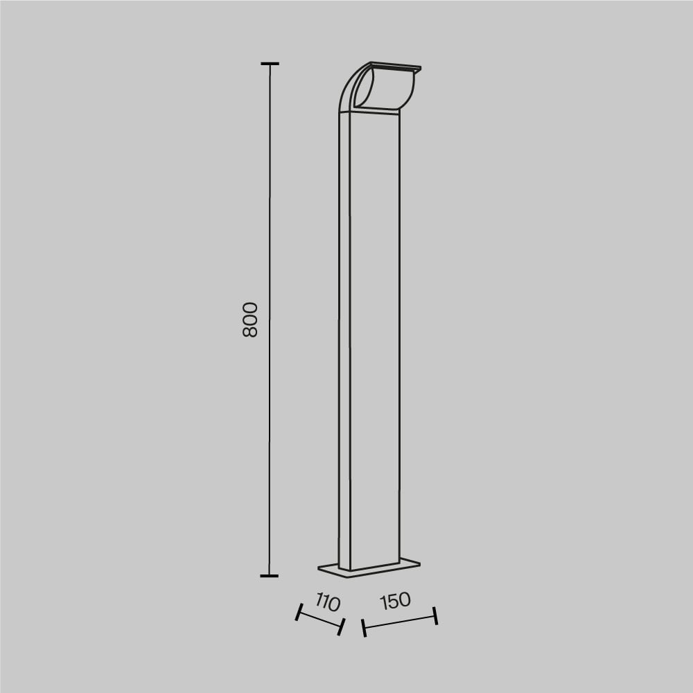 Stalp pentru exterior LED Stock O446FL-L7GF3K, 20W, 450lm, lumina calda, IP65, grafit, Maytoni