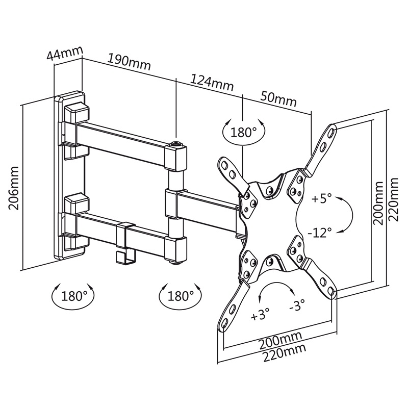 Suport Universal LED TV 13-42 inch, negru, ajustabil, Rebel - 1 | YEO