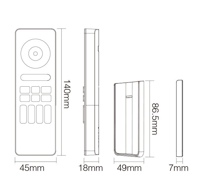 Telecomanda MiBoxer C5 RGB+CCT pentru banda LED, 4 zone, alba