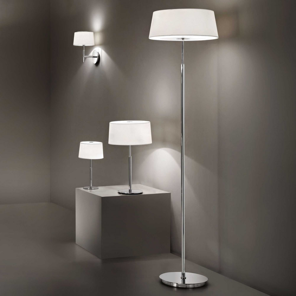 Veioza Hilton 075532, cu intrerupator, 2xE14, alba+crom, IP20, Ideal Lux