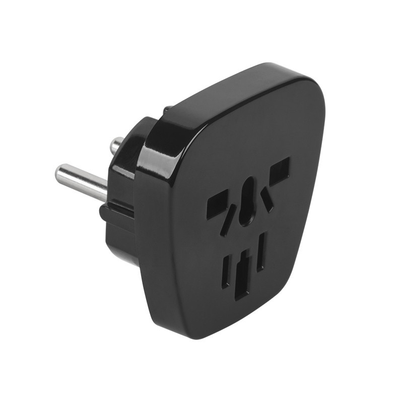 Adaptor tensiune universal, negru, plat, Rebel