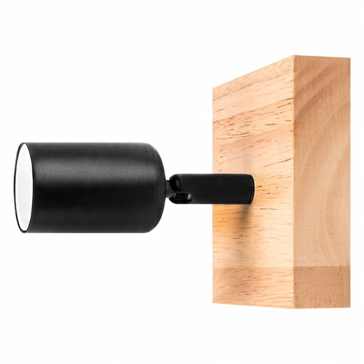 Aplica de perete Eos E27 negru si lemn, Masterled - 3 | YEO