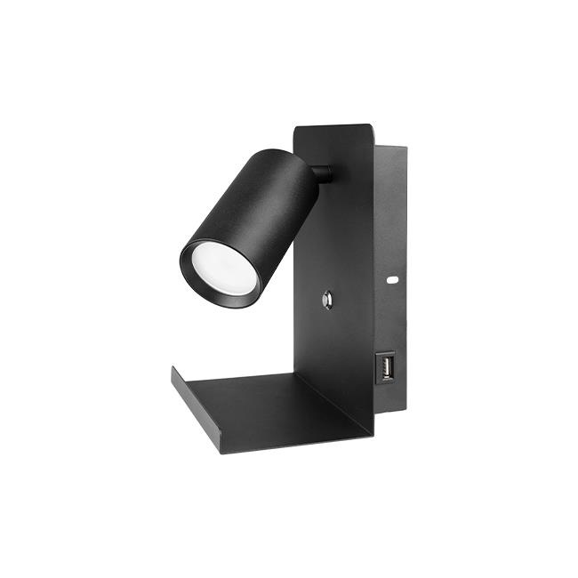 Aplica de perete Kaliso GU10 USB, negru, 150mm, Masterled - 1 | YEO