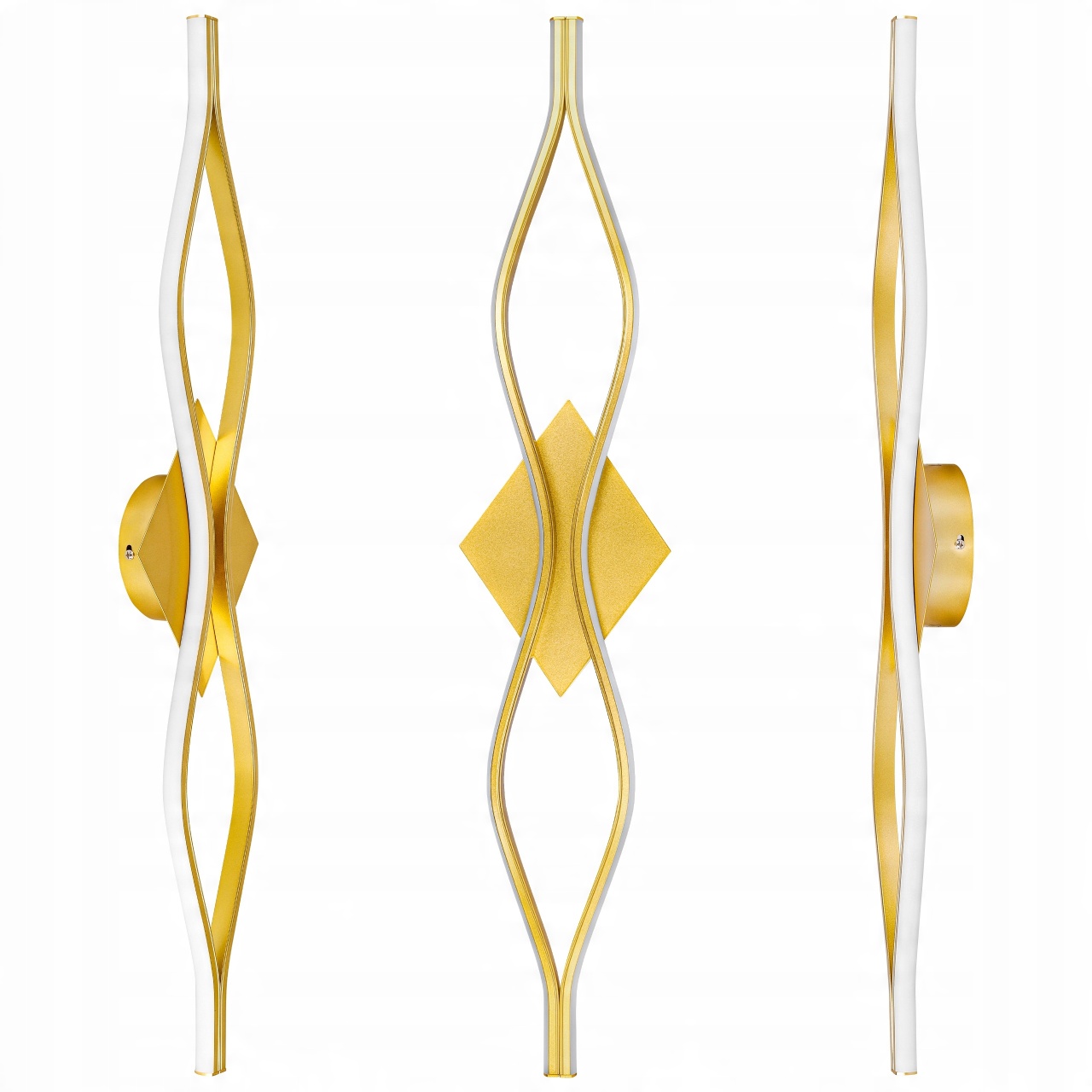 Aplica de perete LED Bramis, design ondulat, 22W, 78cm, lumina neutra (4000 K), aurie, Masterled