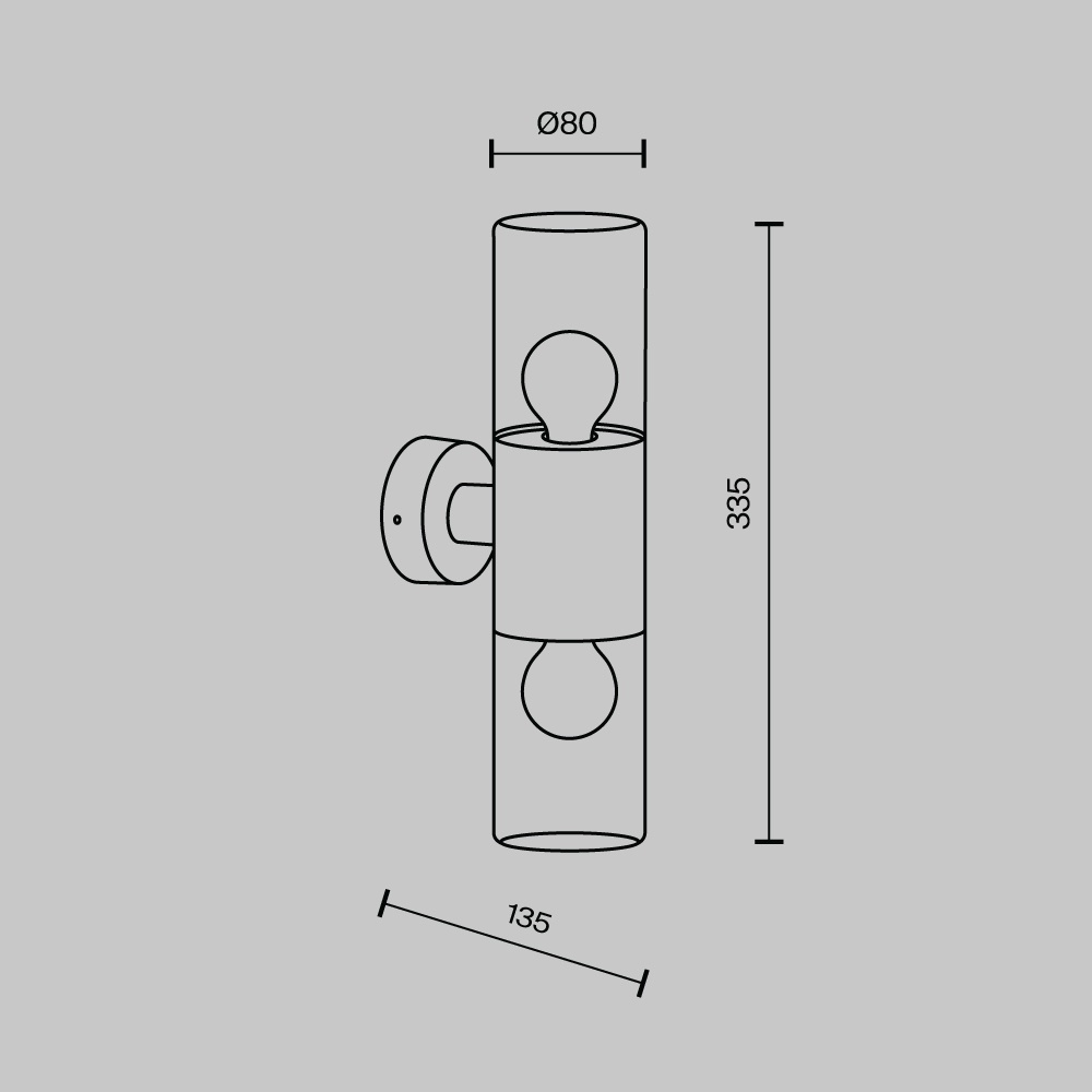 Aplica pentru exterior Amas O432WL-02GF, 2xE27, grafit, IP54, Maytoni