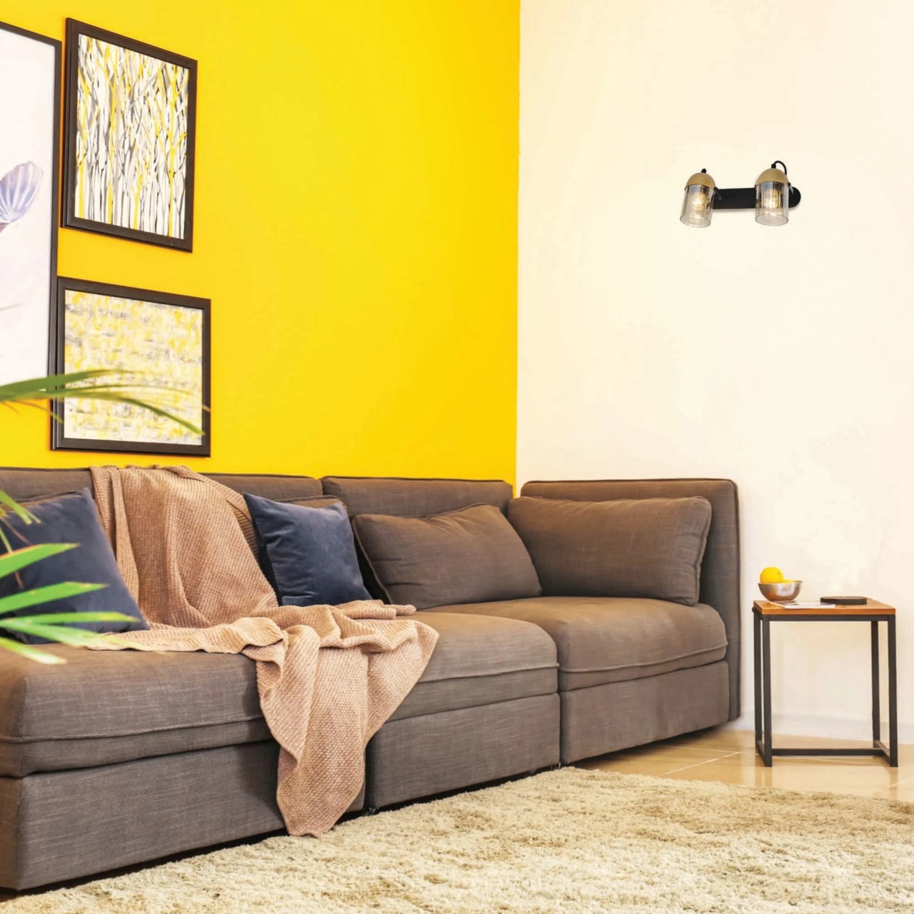 Aplica Rafad LY-3497, 2xE27, negru si auriu, sticla fumurie, stil industrial, IP20 - imagine 4