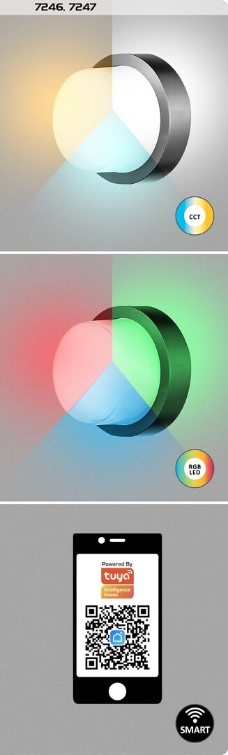 Aplica rotunda exterior LED Durbe, 10W, RGB, lumina calda/neutra/rece, IP54, Rabalux - imagine 8