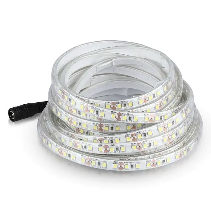 Banda led SMD 3528 V-TAC, lumina calda(3000K), 8W/m, 800lm/m, 120 leduri/m, 12V, IP65