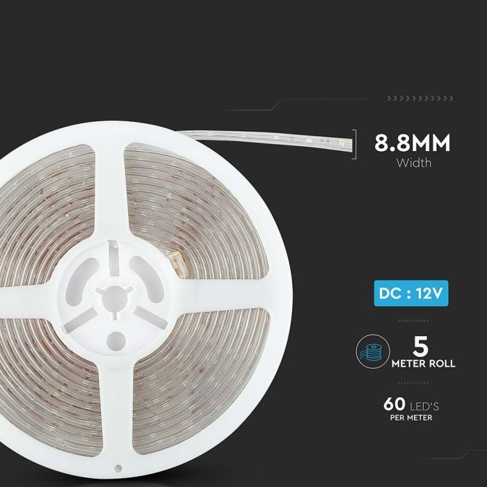 Banda led SMD 3528 V-TAC, Lumina Rosie, 4.2W/m, 420lm/m, 60 leduri/m, 12V, IP65 - imagine 8