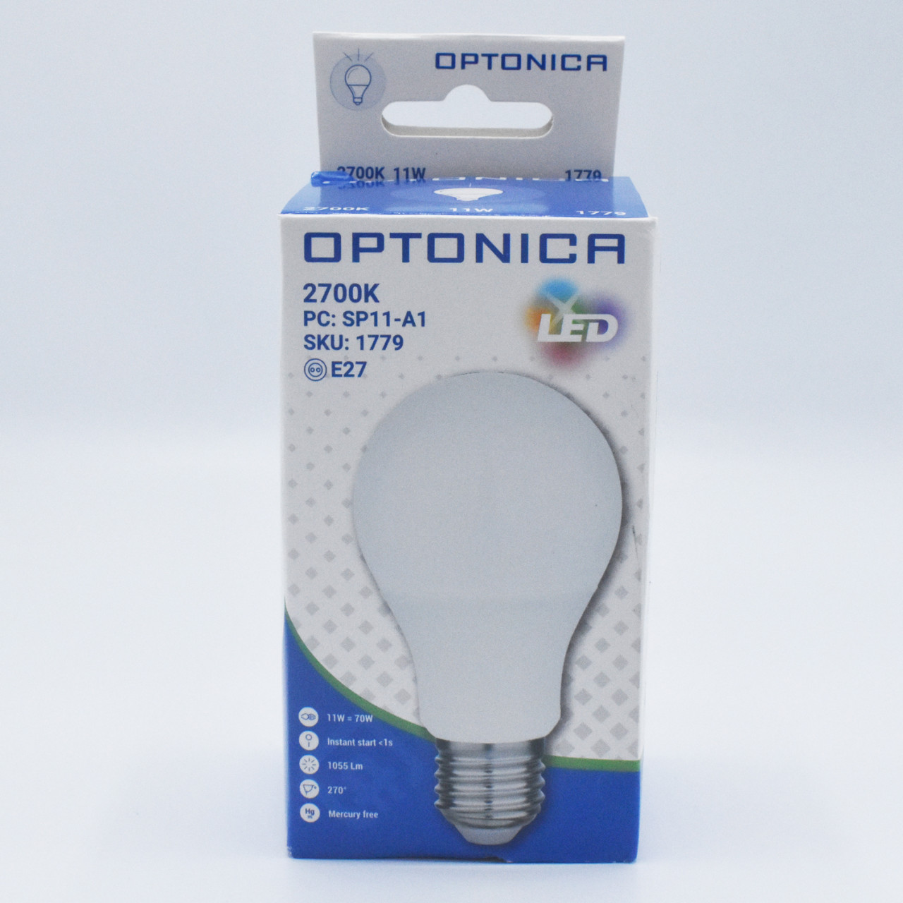 Bec LED 11W(70W) Optonica, A60, E27, 1055 lm, lumina calda (2700K), clasa energetica F - 2 | YEO