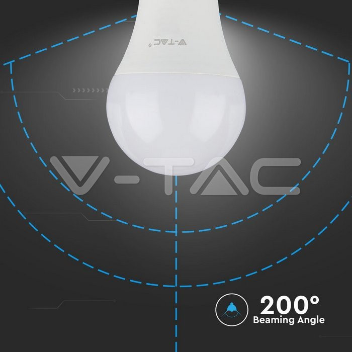 Bec LED 11W(75W) V-TAC A60, E27, 1055 lm, cip Samsung, lumina calda (3000 K), clasa energetica F - 3 | YEO