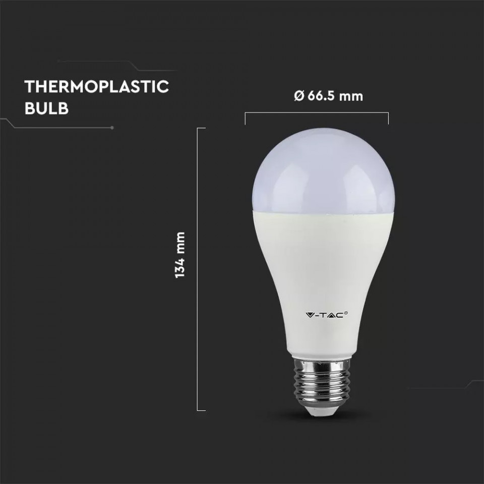 Bec LED dimabil V-TAC, 17W(100W), E27, 1521 lm, lumina neutra (4000K), clasa energetica F - 2 | YEO