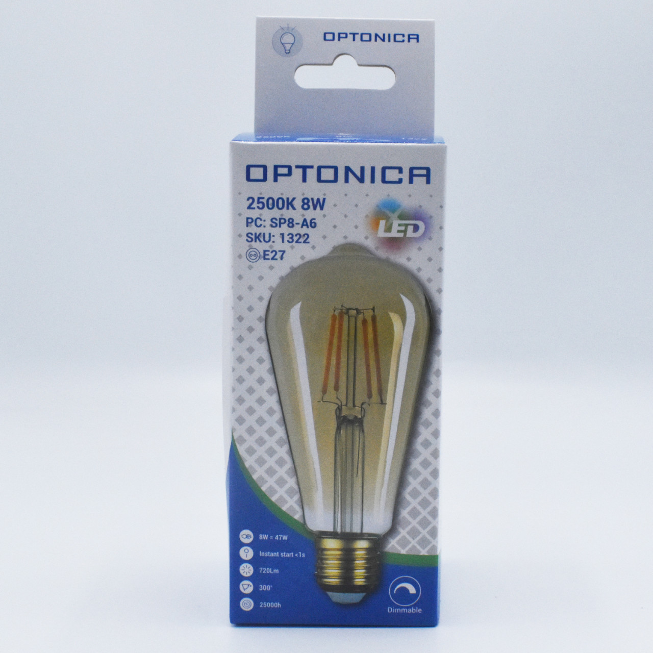 Bec LED Vintage dimabil 8W(47W) Optonica, E27, 700 lm, lumina calda (2800K), clasa energetica F - 2 | YEO