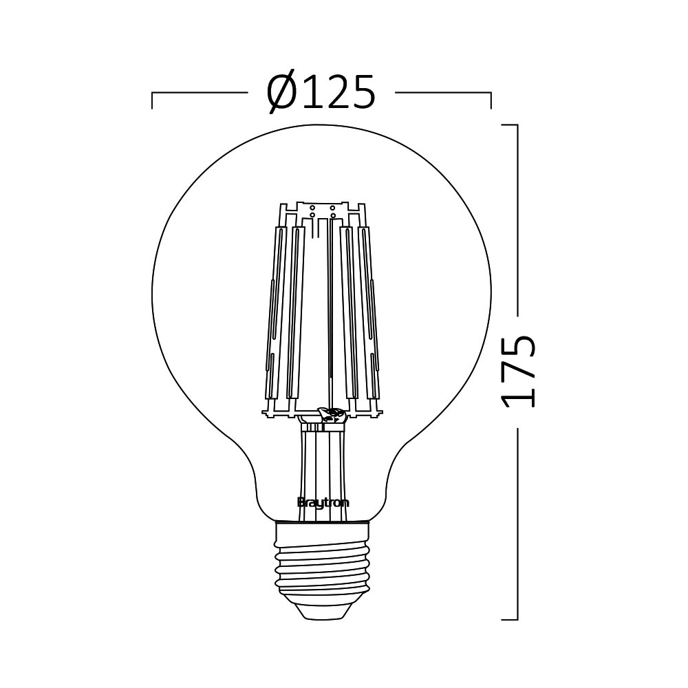 Bec led Vintage Edison 6W (40W), E27, G125, 540 lm, lumina calda (2200K), auriu, Braytron