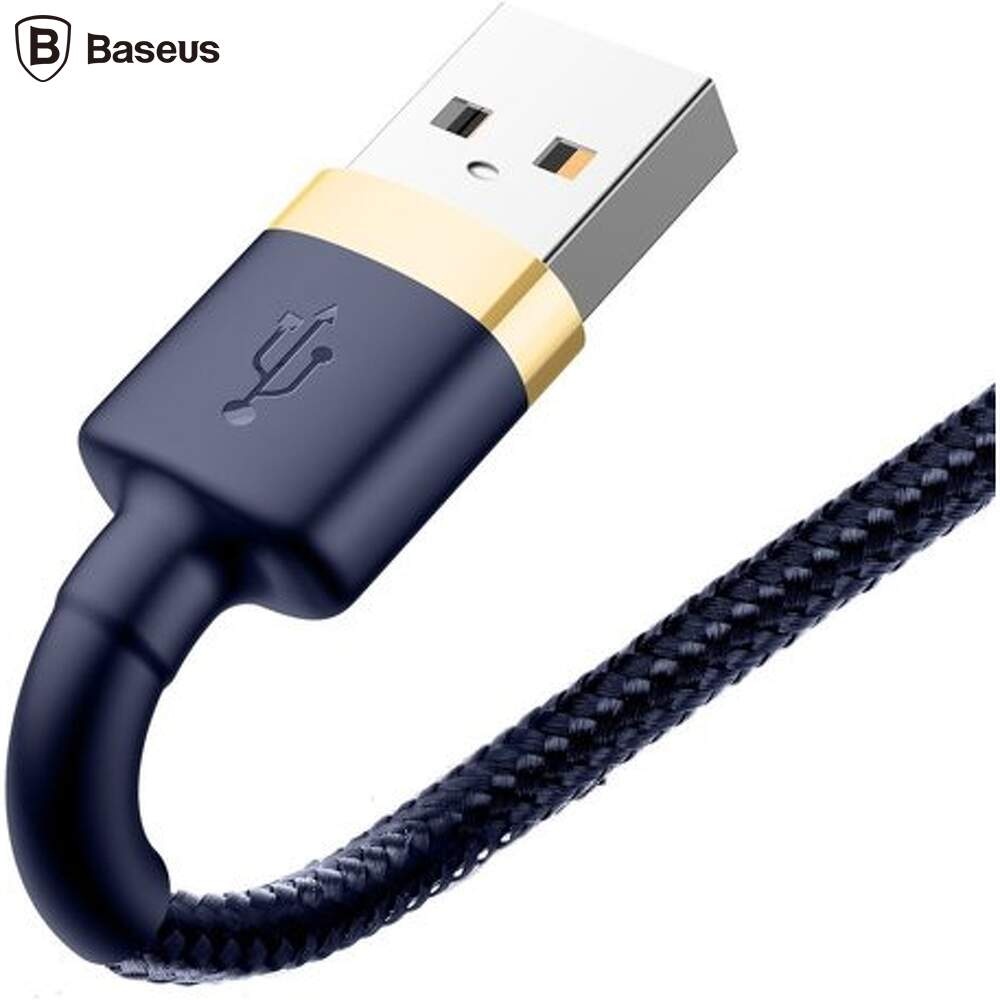 Cablu USB - Lightning, 2m, 1.5A, textil, albastru+auriu, Baseus - Imagine 6
