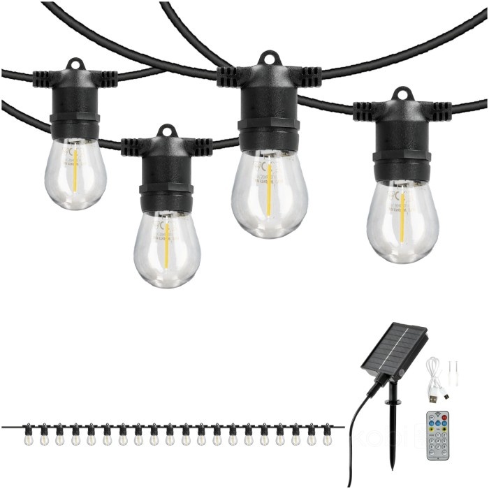 Ghirlanda solara LED STARLIGHT NEO, 10m, 20xE27, telecomanda, Kobi - imagine 5