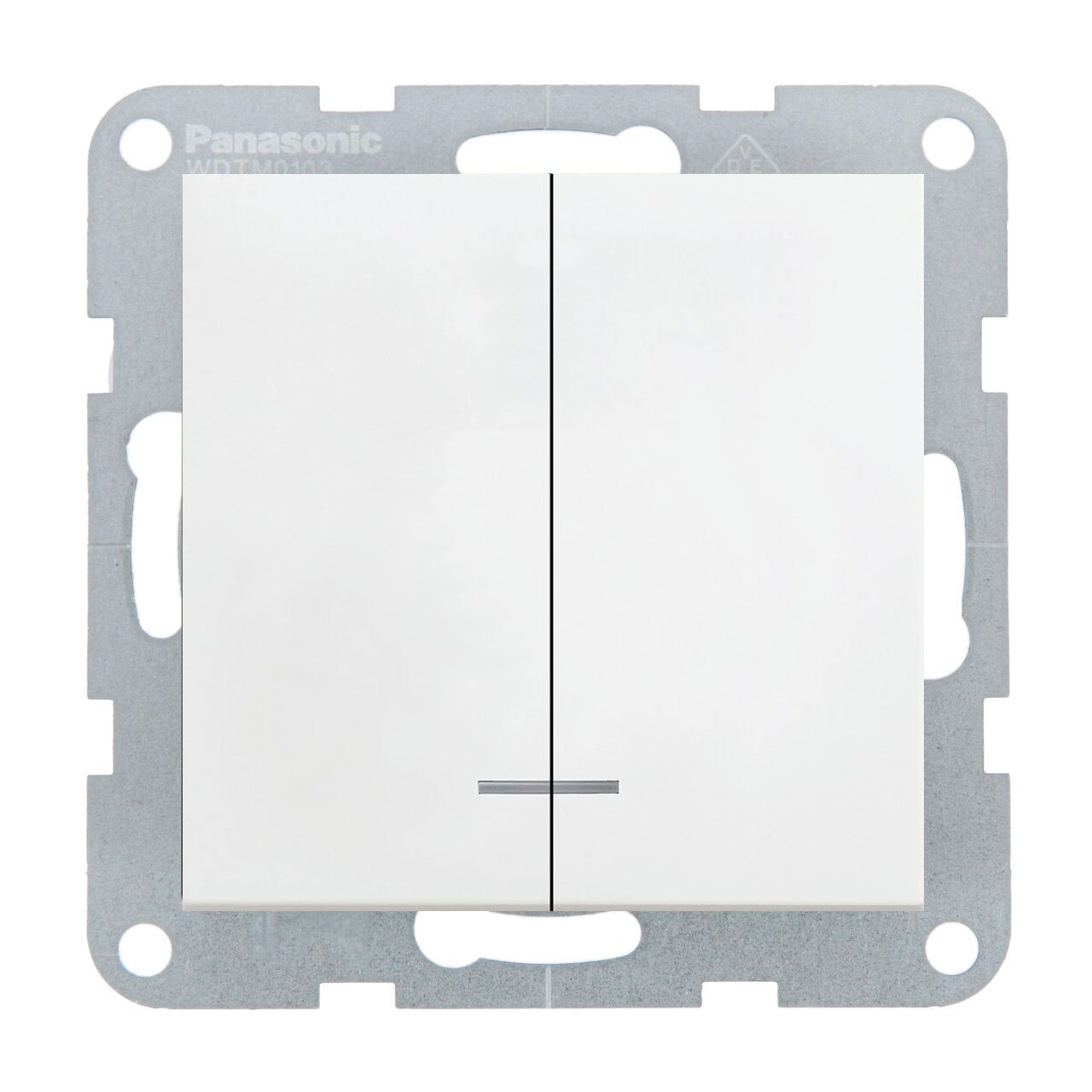 Intrerupator dublu cu led 10A, IP20, Alb, Panasonic Karre Plus 55