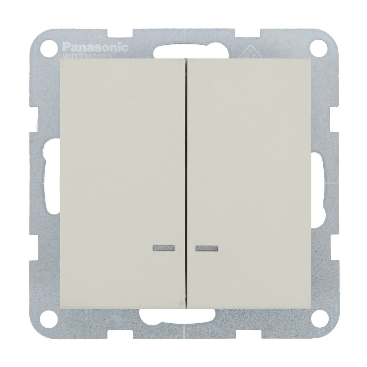 Intrerupator dublu cu led 10A, IP20, Sandstone, Panasonic Karre Plus 55 Soft Touch