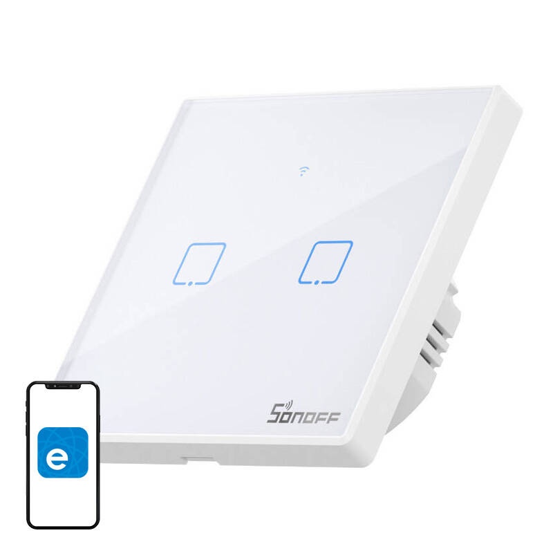 Întrerupător Smart WiFi + RF 433MHz Sonoff T2 EU TX (2 canale)