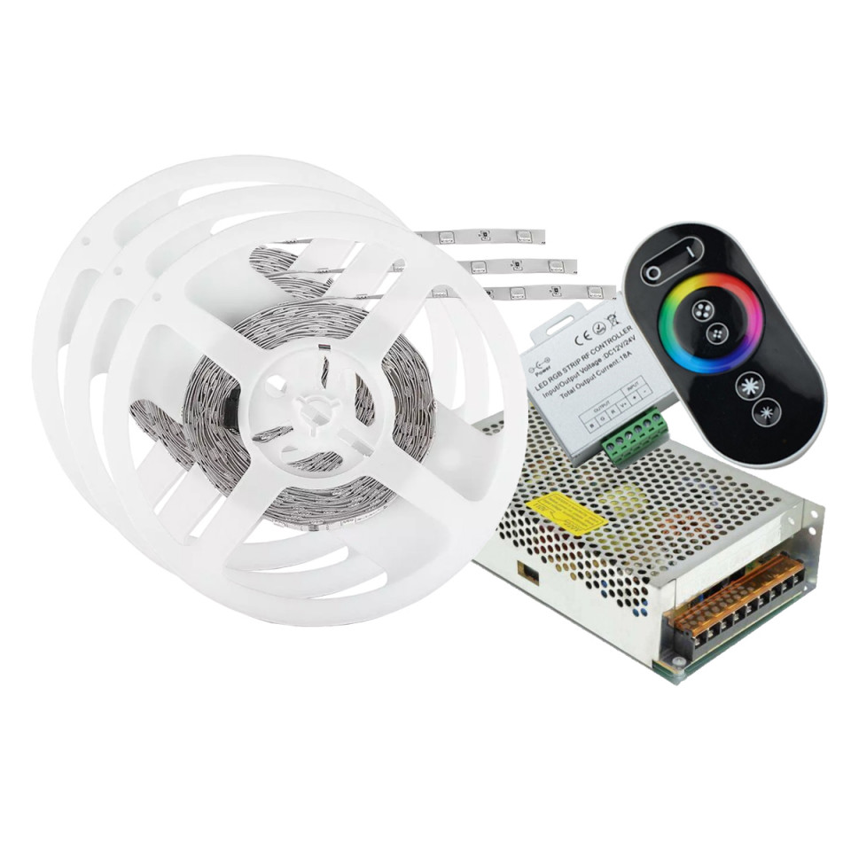 Kit Banda LED 5050, RGB, 20m, Interior, 60 LEDuri/m, Controller Touch+Alimentare