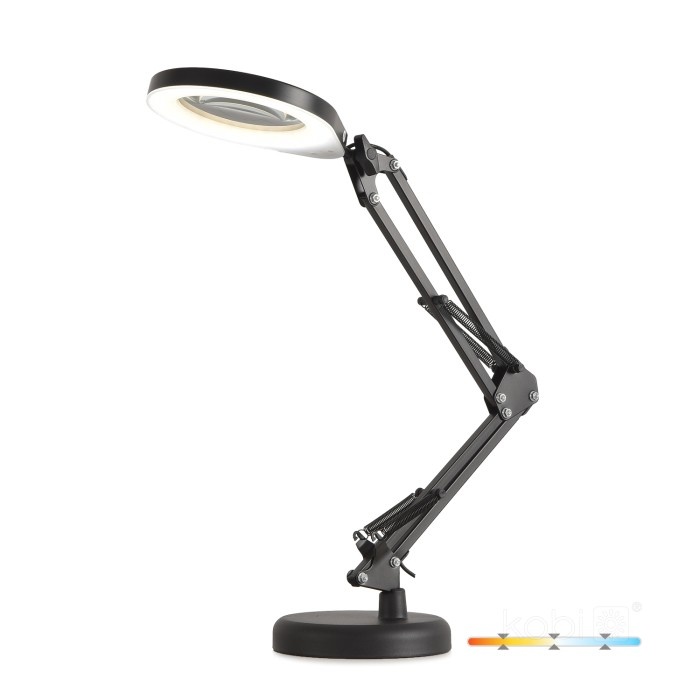 Lampa de birou LED AURIQ, 10W, lupa 5x, lumina calda/neutra/rece, dimabila, Kobi