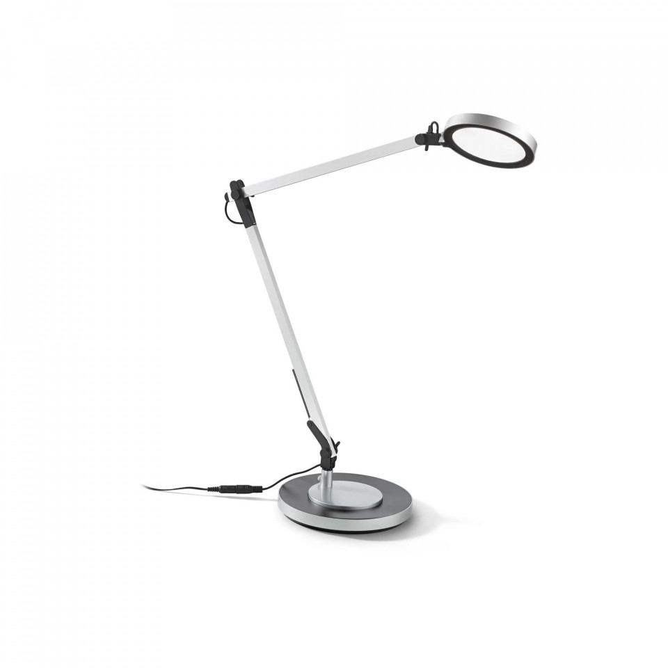 Lampa de birou LED Futura 204895, cu intrerupator, 10W, 750lm, lumina neutra, argintie, IP20, Ideal Lux