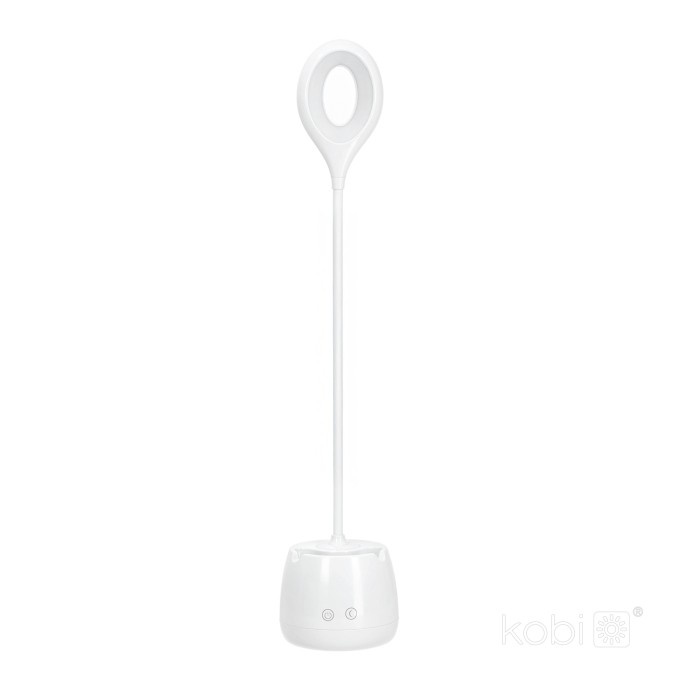 Lampa de birou LED LUSIA 5W, 4000K, portabila, acumulator, suport telefon si pixuri, alba, Kobi - 2 | YEO