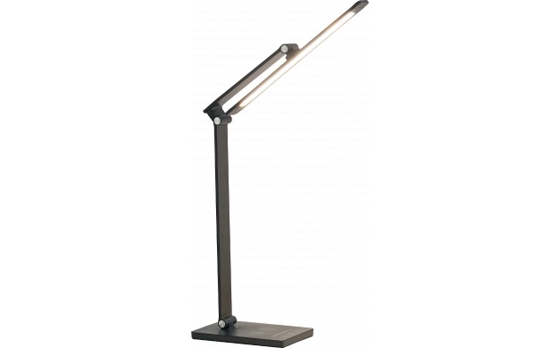 Lampa de birou LED Optonica, 7W, lumina calda/neutra/rece (3000-6000 K), neagra, USB, incarcare wireless, dimabila