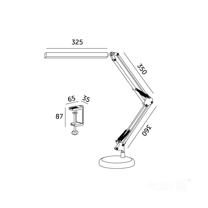 Lampa de birou LED TENUIX 14W, lumina calda/neutra/rece, 800lm, alba, Kobi