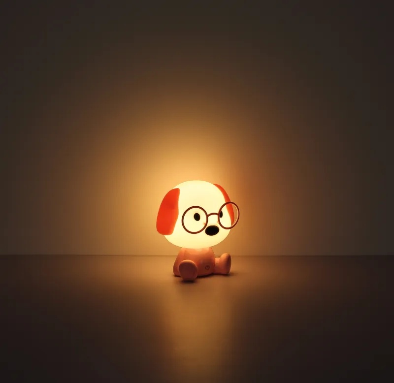 Lampa de veghe LED forma de catelus 1W, 32 lm, lumina calda (3000K), IP20, touch dimmer, roz mat/alb - imagine 7