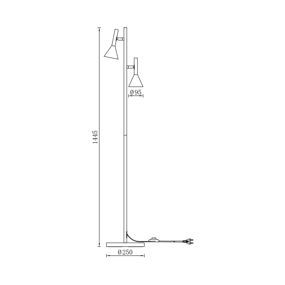 Lampadar Longspot BR-BV05-00073, cu intrerupator, 2xGU10, negru, IP20, Braytron