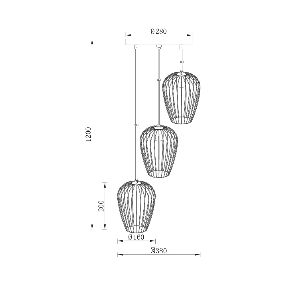 Lustra BR-BV03-00051, 3xE27, neagra, IP20, Braytron