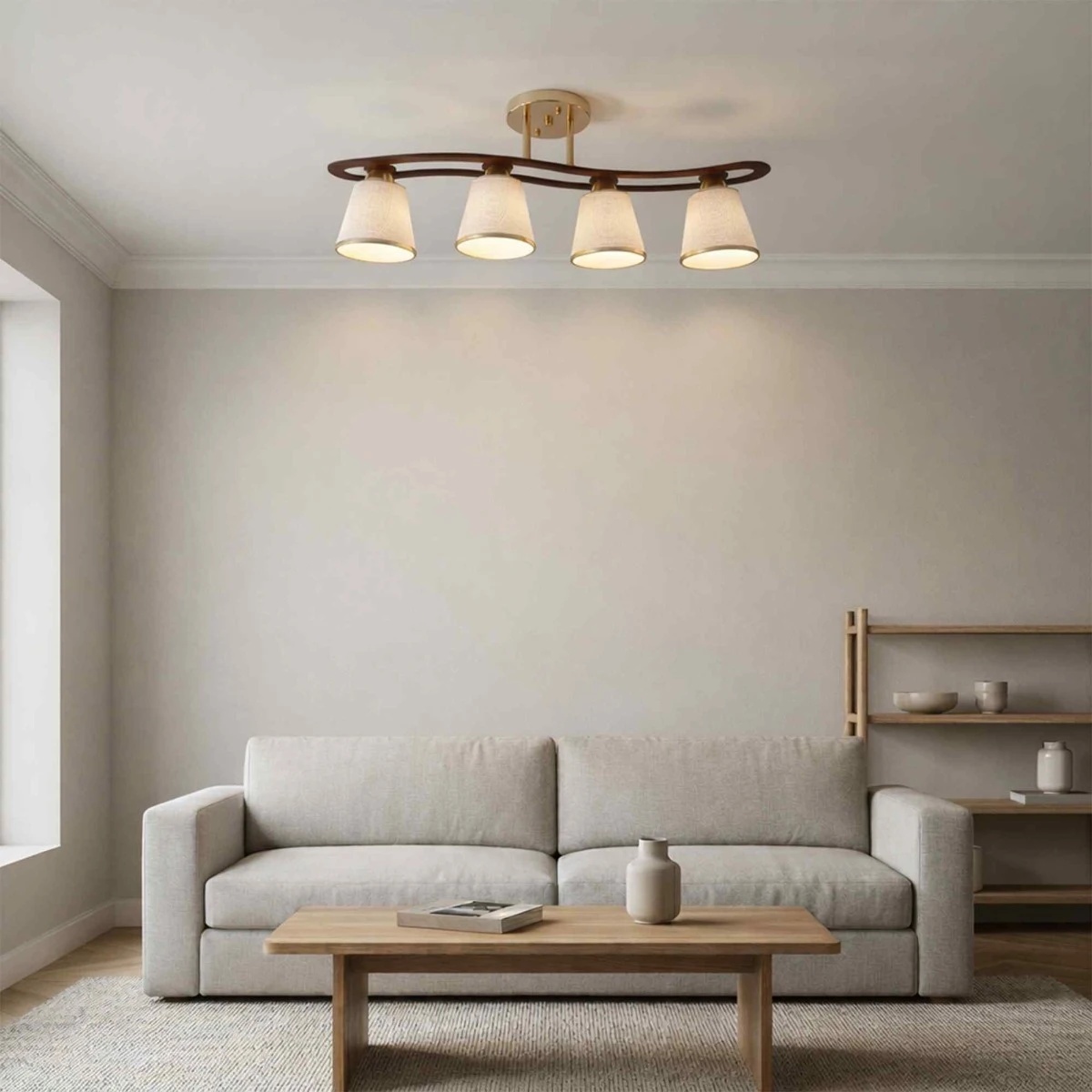 Lustra Cup LY-3078, 4xE27, auriu, maro si alb, design modern, IP20 - imagine 4