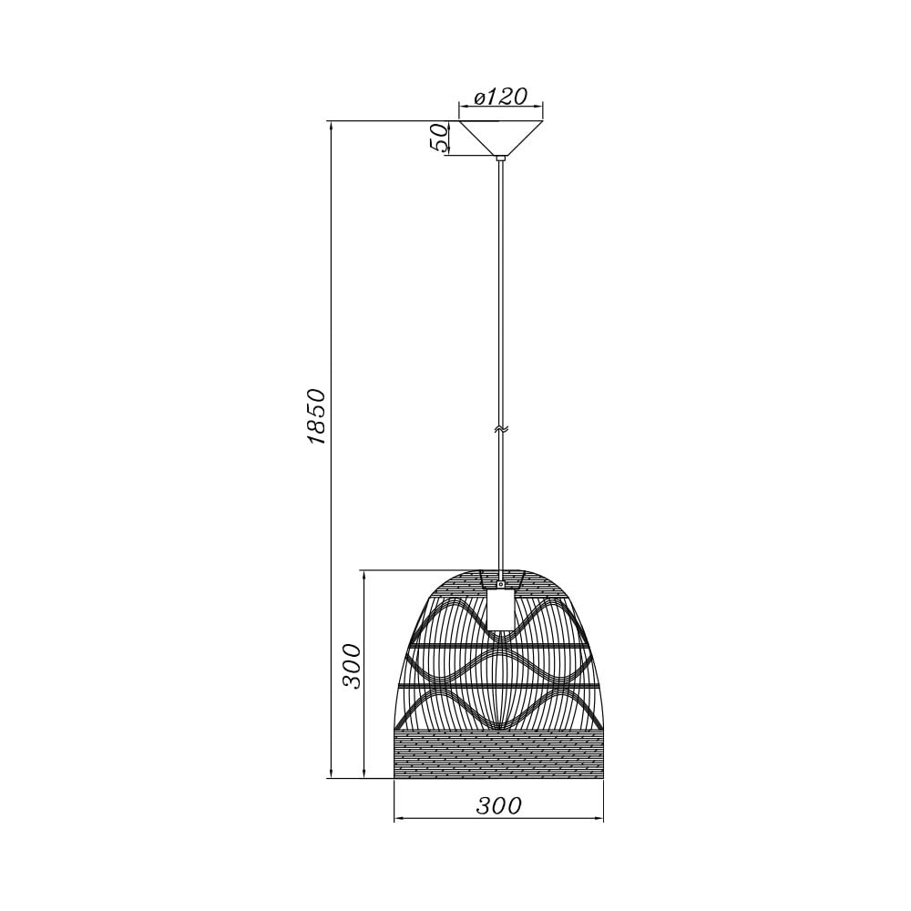 Pendul Braytron BR-BV02-00032, 1xE27, ratan+negru