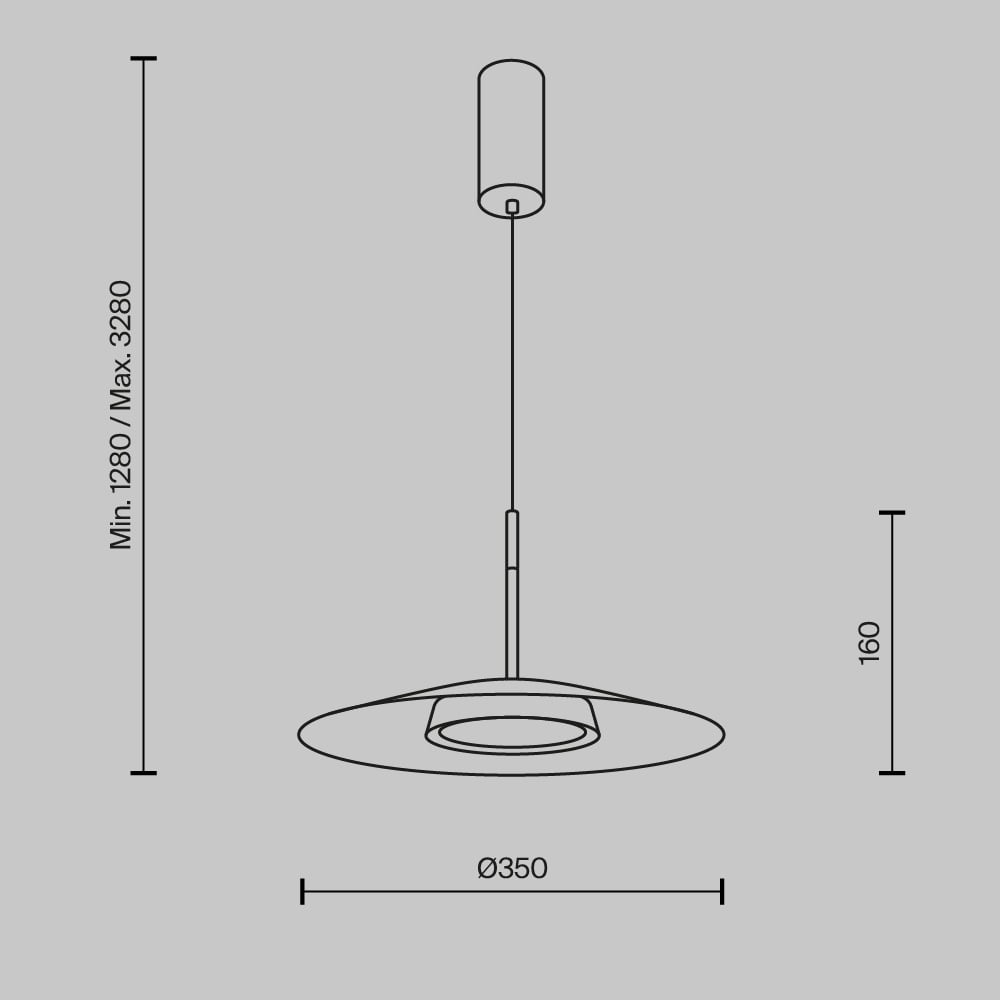 Pendul LED Ei MOD041PL-L15B3K1, 15W, 800lm, lumina calda, IP20, negru, Maytoni