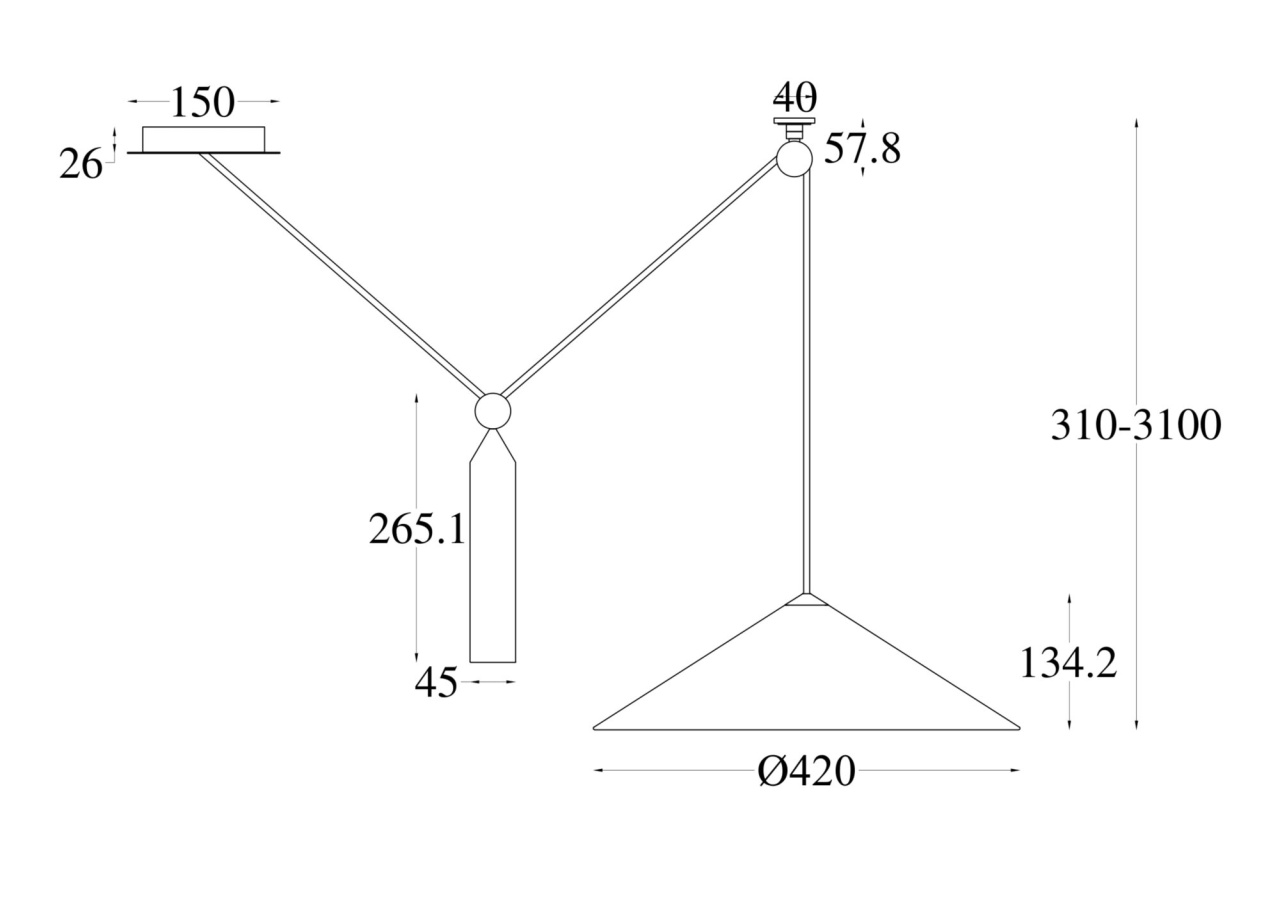 Pendul Peso P080PL-01B, 1xE27, negru, IP20, Maytoni