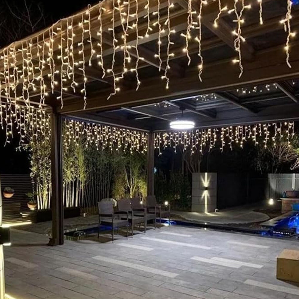 Perdea luminoasa 56+8 leduri, 1.6m, lumina albastra, IP44, cablu alb, 4W/set, Braytron