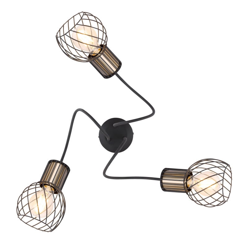 Plafoniera Argusto 54013-3, 3xE27, neagra mata+aurie, IP20, Globo Lighting - 3 | YEO