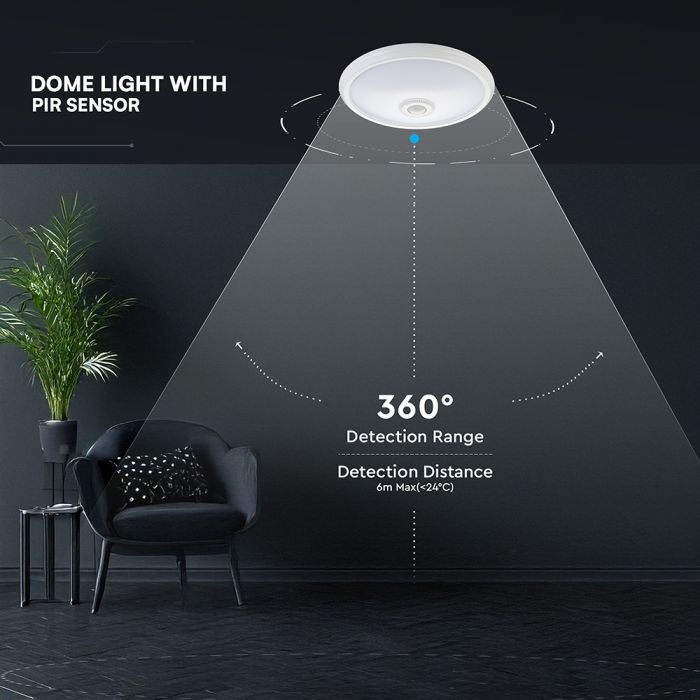 Plafoniera LED cu senzor de miscare PIR CREE VT-13, 12W, 4000K, 1000 lm, IP20, alba, V-TAC - imagine 10